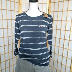 Hollister Cuffed Sleeve T-Shirt| Bluish Gray| Small